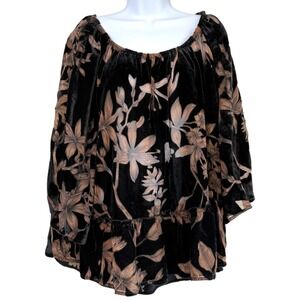 Democracy Womens Burnout Velvet Floral Top Size XL Boho Flowy Resort Cruise